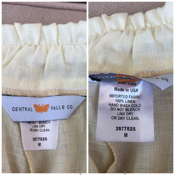 Central Falls Made USA Linen Light Ivory Set Of Buttoned Jacket & Capri Pants M - Picture 13 of 15